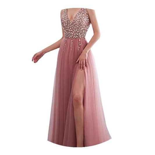 Deep V-Neck Printed Dress – Women’s Slim Fit Party, Office & Wedding Guest Dress