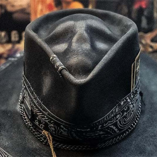 Handmade Skull Hat – Halloween Felt & Denim Statement Cap
