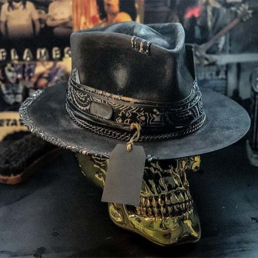 Handmade Skull Hat – Halloween Felt & Denim Statement Cap